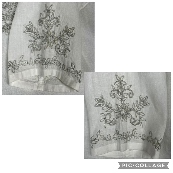 Charter Club Luxury Linen Embroidered Coastal Grandma Vacation Beach Tunic - XL - Picture 9 of 16